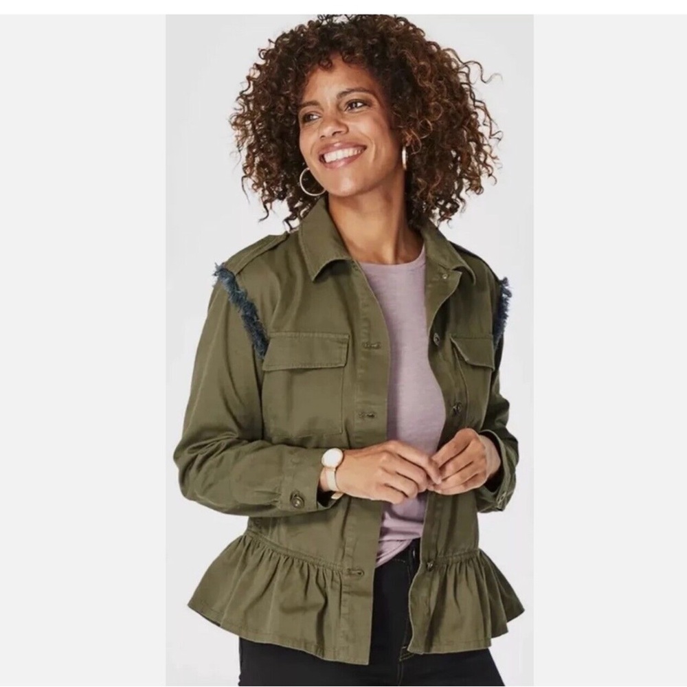 Matilda Jane Army Green Moments With You Letterman Jacket Size Small Casual